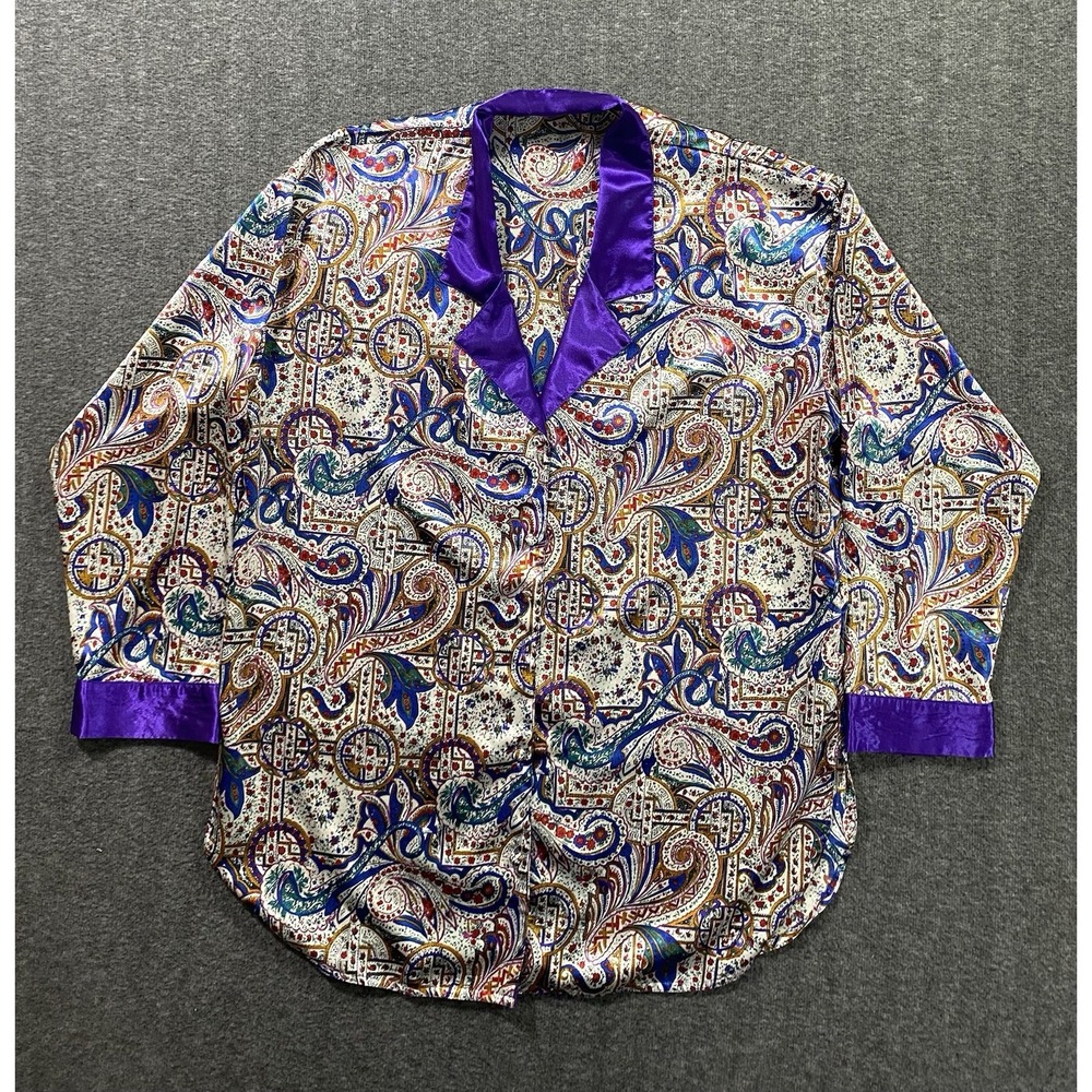 VTG Victoria's Secret Gold Label Purple Trim Nightgown Shirt Size S SEE PIC